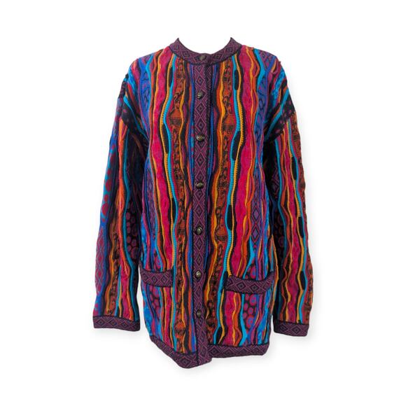 GECCU Australia Men's Textured Rainbow Merino Cardigan - Picture 1 of 9